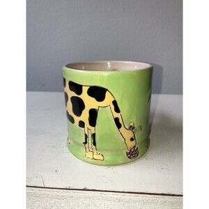 Vintage Whittard of Chelsea Hand Painted Child's Ceramic Mug Giraffe Palm Tree